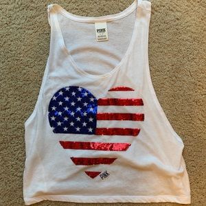 America love pink crop top Victoria’s Secret